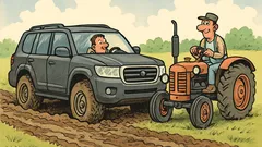 Dowcip: Im lepsza terenówka, tym dalej…