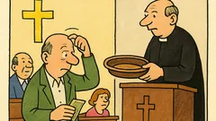 Dowcip: Ksiądz mówi: nim wrzucisz na tacę...